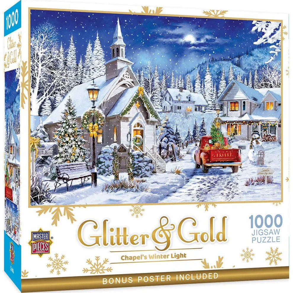 Chapel's Winter Light Glitter & Gold 1000 Piece Puzzle