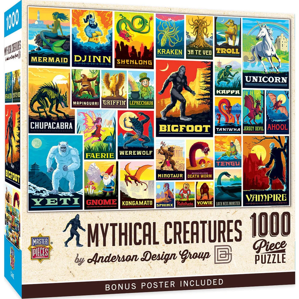 Vintage Posters Mythical Creatures 1000 Piece Puzzle