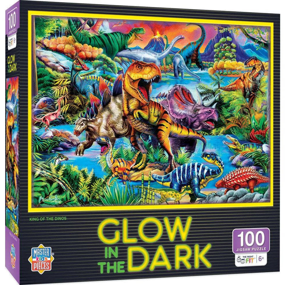 King of The Dinos Glow In The Dark 100 Piece Puzzle