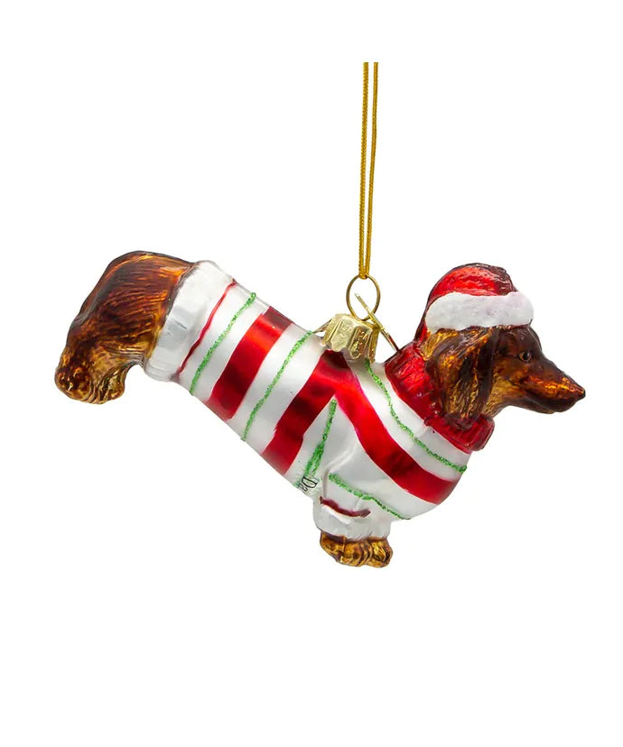 Glass Sweater Dachshund Ornament