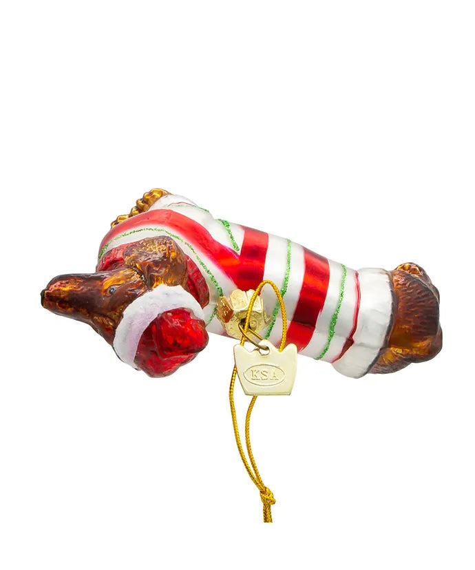 Glass Sweater Dachshund Ornament