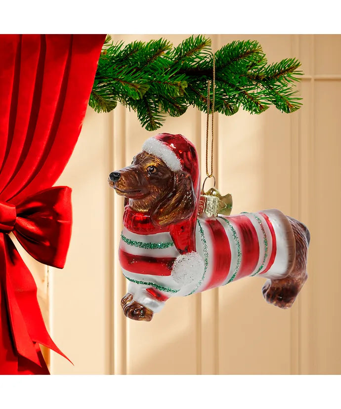 Glass Sweater Dachshund Ornament