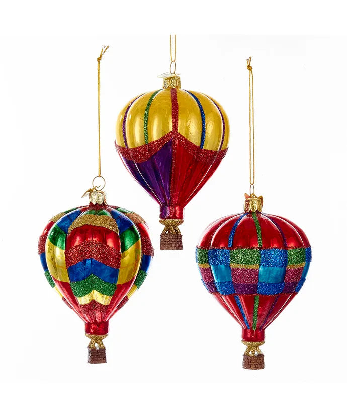 Glass Hot Air Balloon Ornament - Single, Various Styles