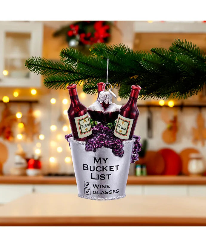 Glass Wine Bucket Ornament