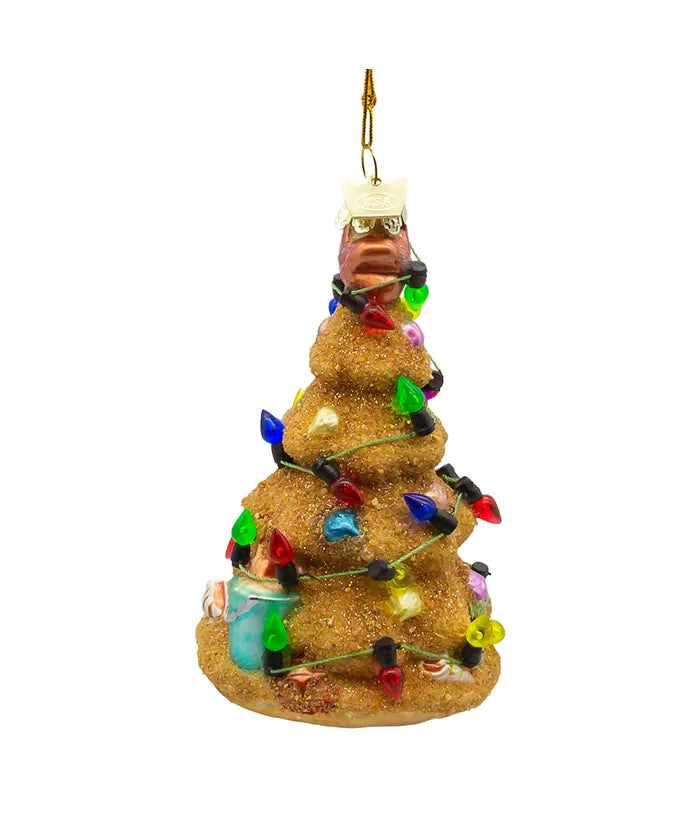 Glass Sandcastle Christmas Tree Ornament