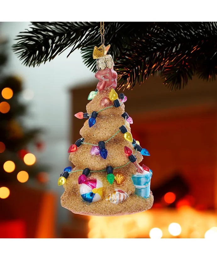 Glass Sandcastle Christmas Tree Ornament