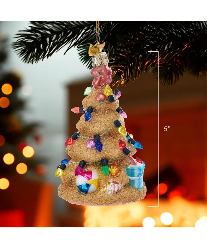 Glass Sandcastle Christmas Tree Ornament