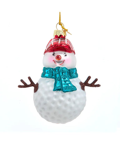 Glass Golf Snowman Ornament