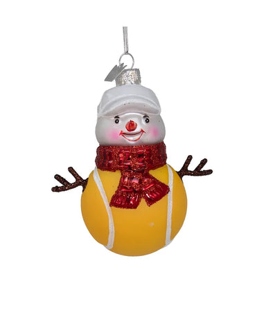 Glass Tennis Snowman Ornament