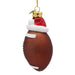 Glass Football With Santa Hat Ornament
