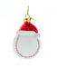 Glass Baseball With Santa Hat Ornament