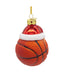 Glass Basketball With Santa Hat Ornament