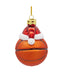 Glass Basketball With Santa Hat Ornament