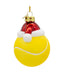 Glass Tennis Ball With Santa Hat Ornament