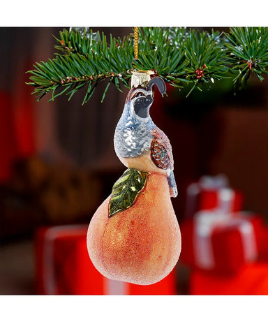 Glass Partridge on a Pear Ornament