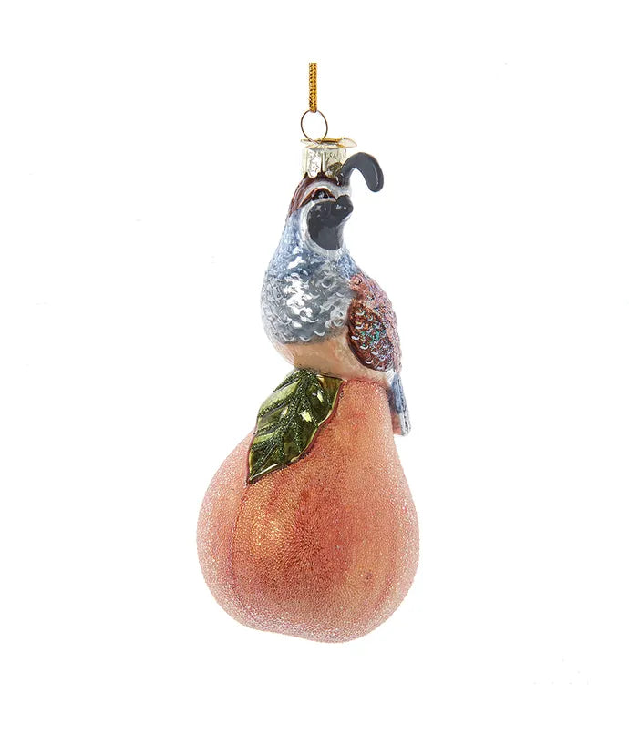 Glass Partridge on a Pear Ornament