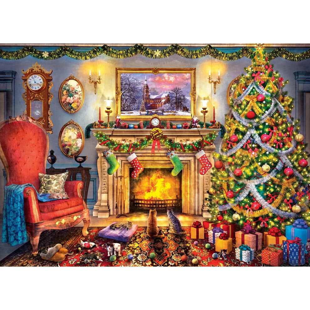 Festive Fireplace 1000 Piece Season's Greetings Puzzle