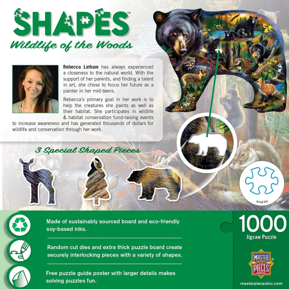 Wildlife Of The Woods 1000 Piece Contours Shaped Puzzle