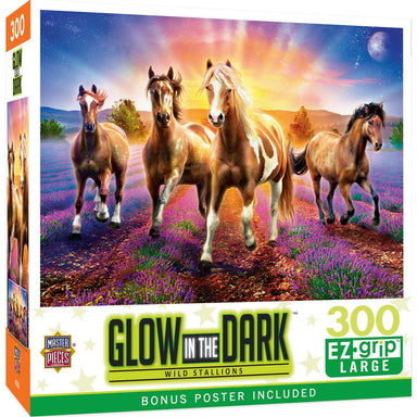 Wild Stallions 300 Piece Large Format Glow In The Dark Puzzle