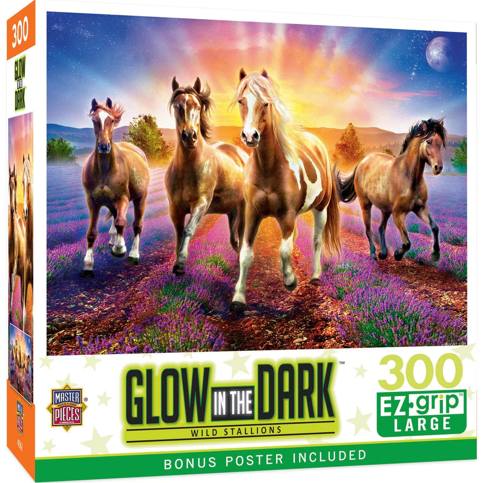 Wild Stallions 300 Piece Large Format Glow In The Dark Puzzle