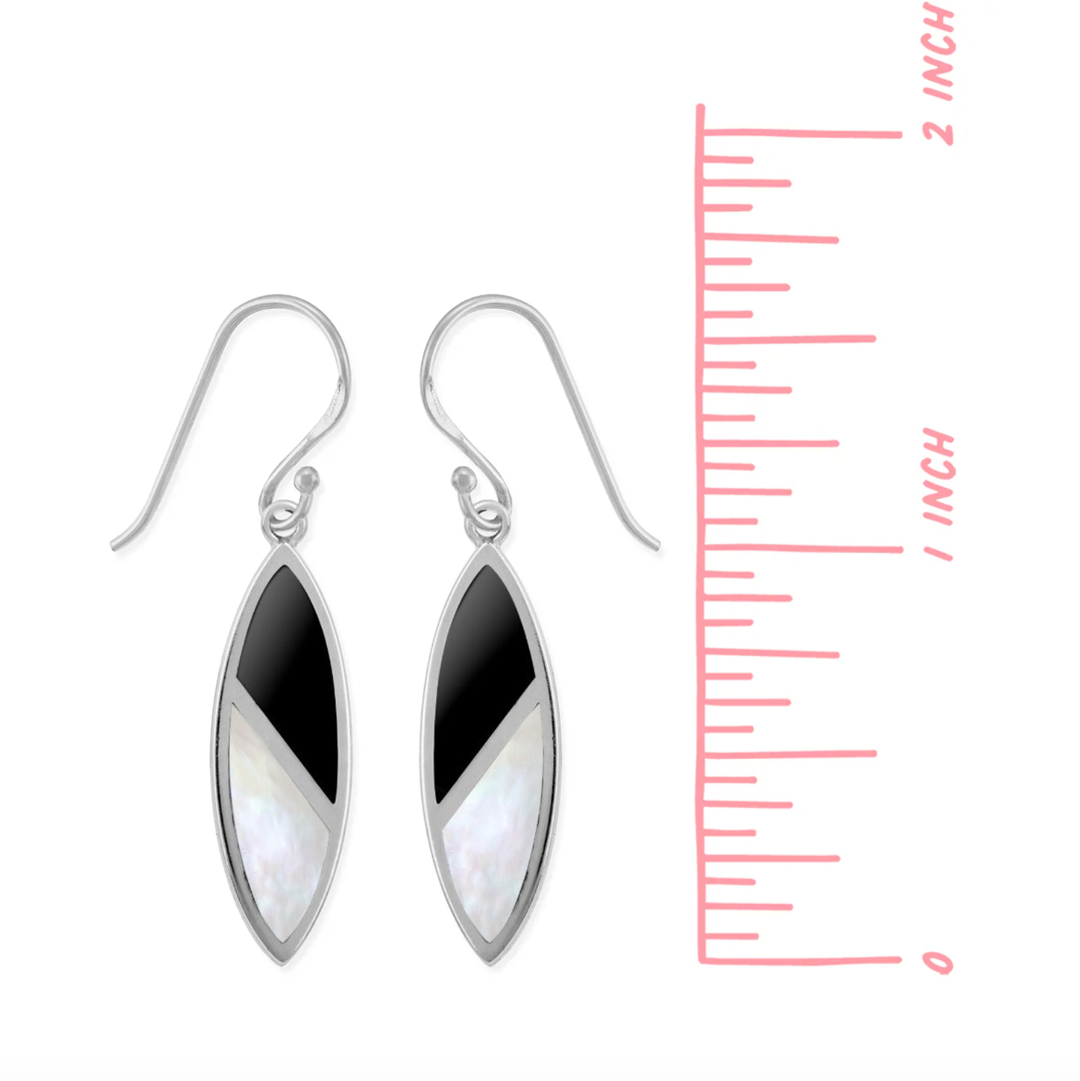 Boma Oval Dangle Earrings - Onyx and Mother of Pearl