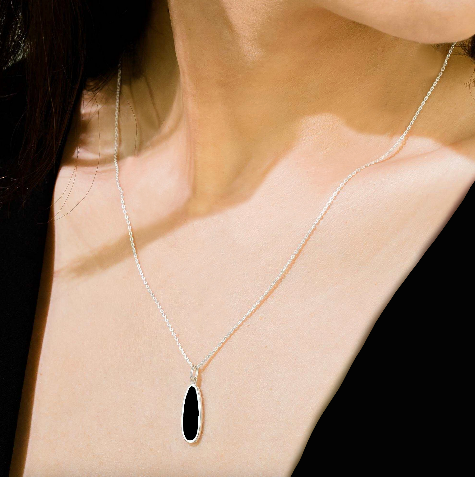 Boma Alina Drop Bezel Necklace with Onyx