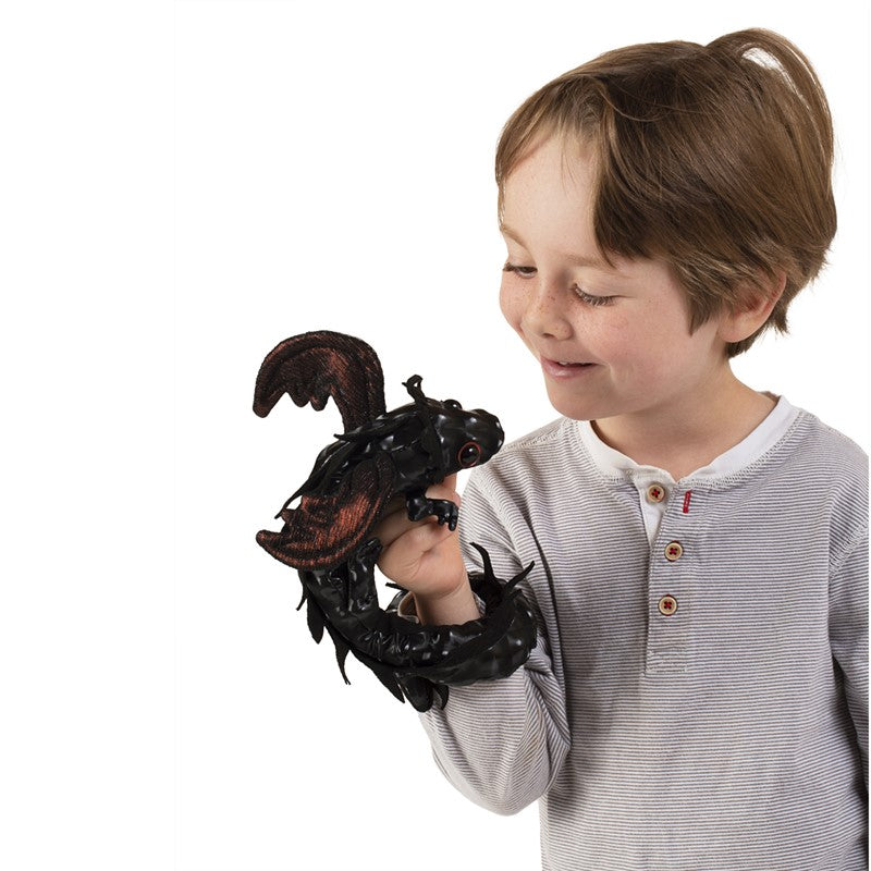 Folkmanis Finger Puppet - Midnight Dragon Wristlet