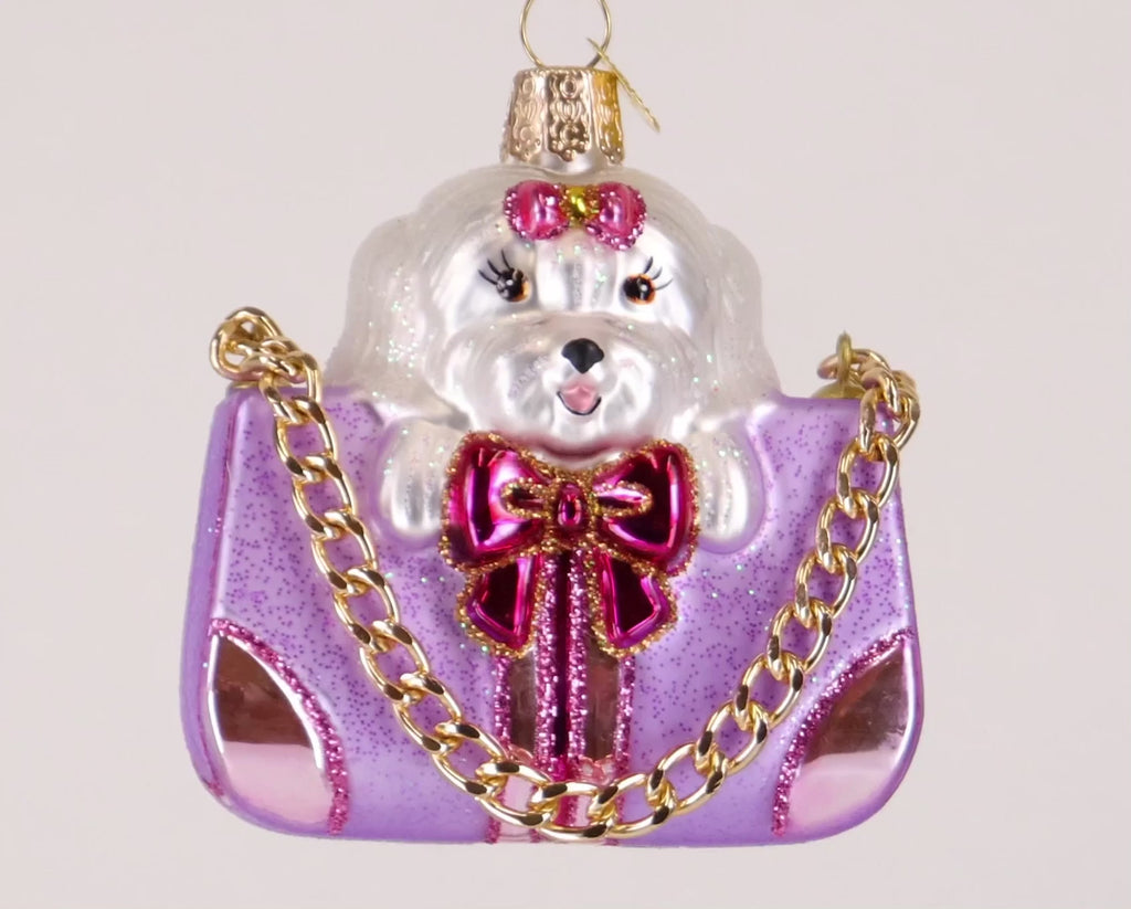 Old World Christmas Posh Pup In Purse Ornament