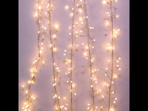 Warm White Superbright Twinkle LED Silver Wire Cluster Garland