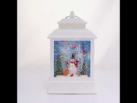 Snowman LED White Water Lantern