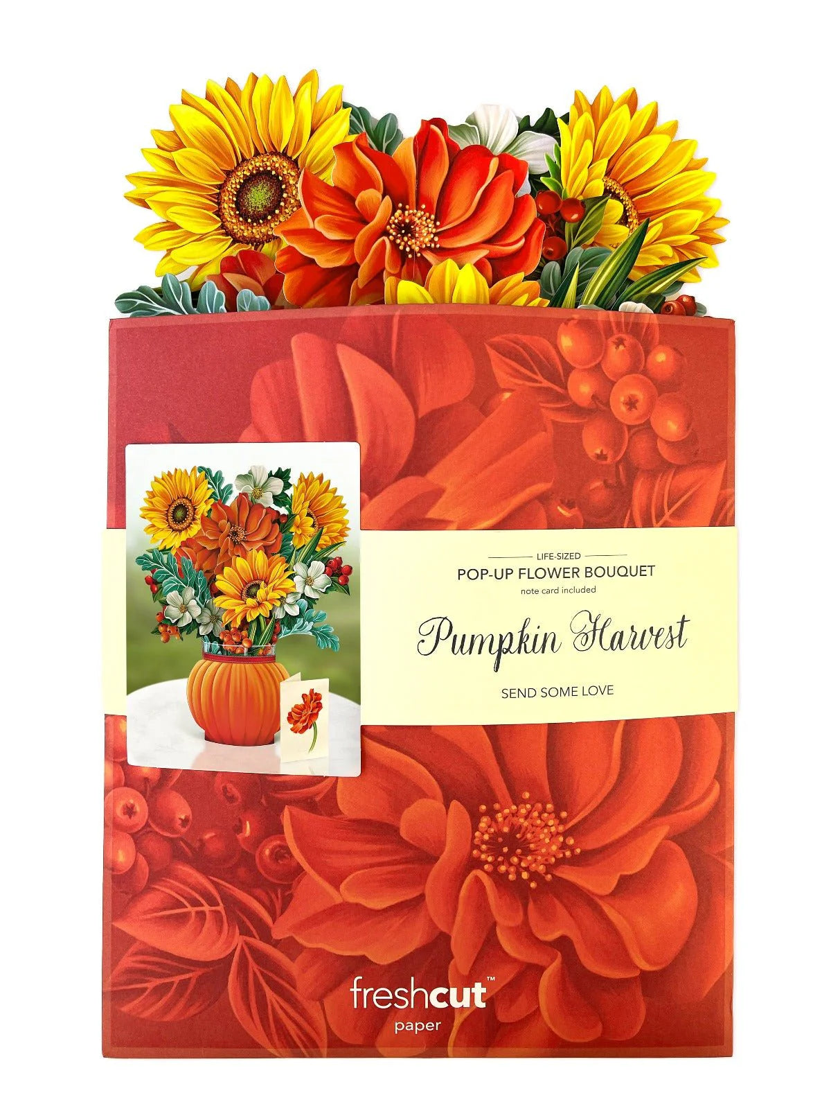 Pop Up Flower Bouquet Greeting Card - Harvest Pumpkin    