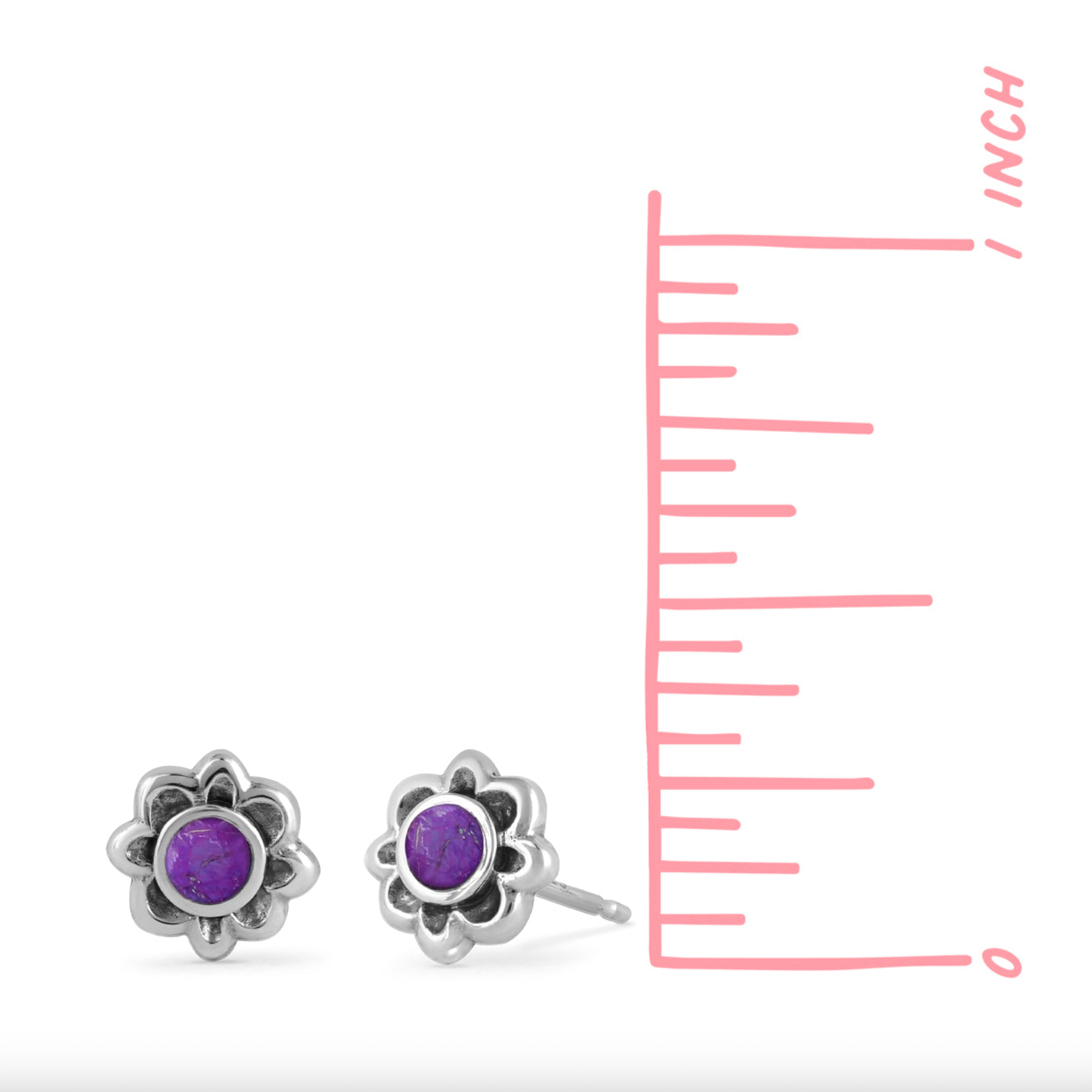 Boma Bohemian Flower Stone Studs With Purple Turquoise