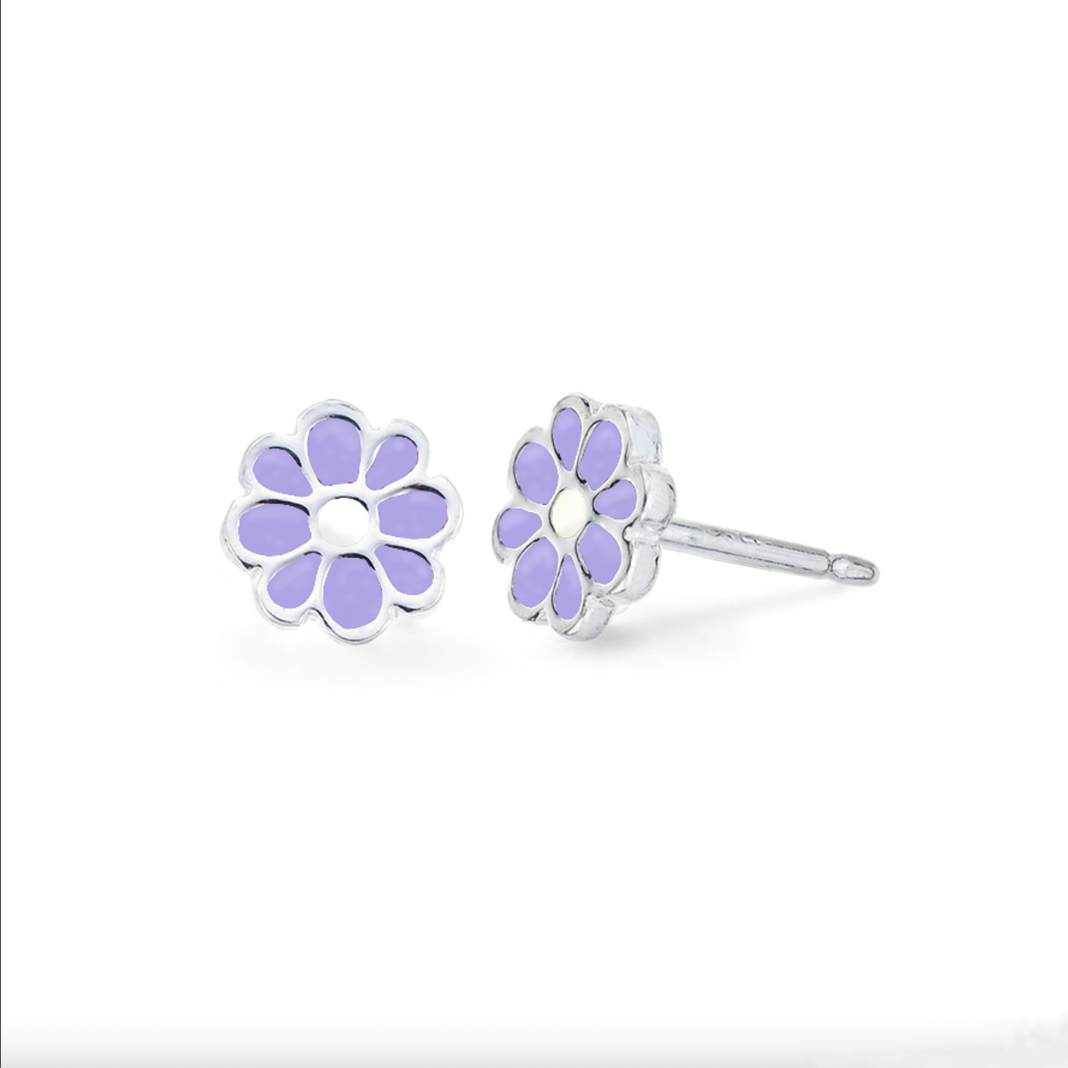 Boma Flower Enamel Studs - Purple and White