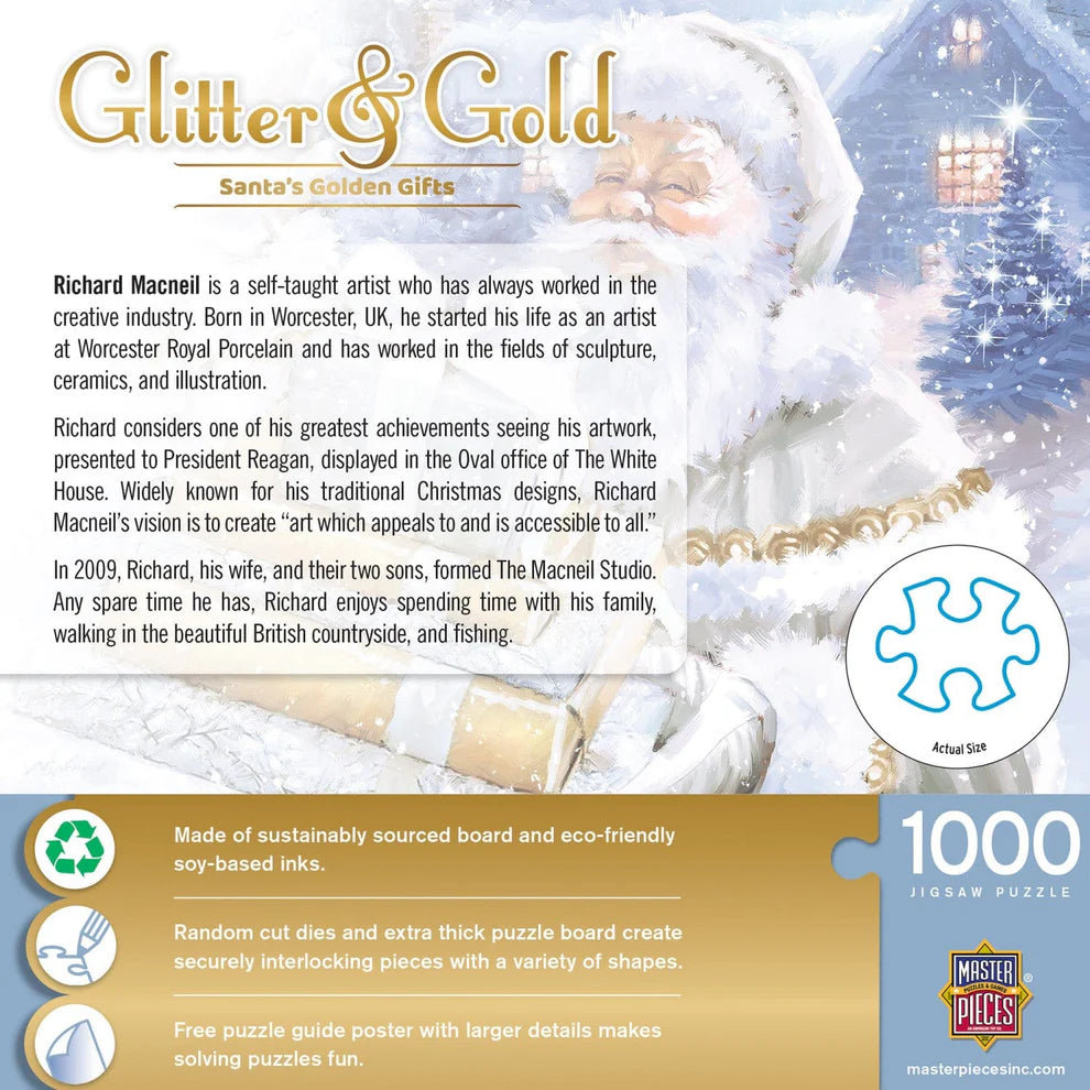 Santa's Golden Gifts 1000 Piece Glitter & Gold Puzzle