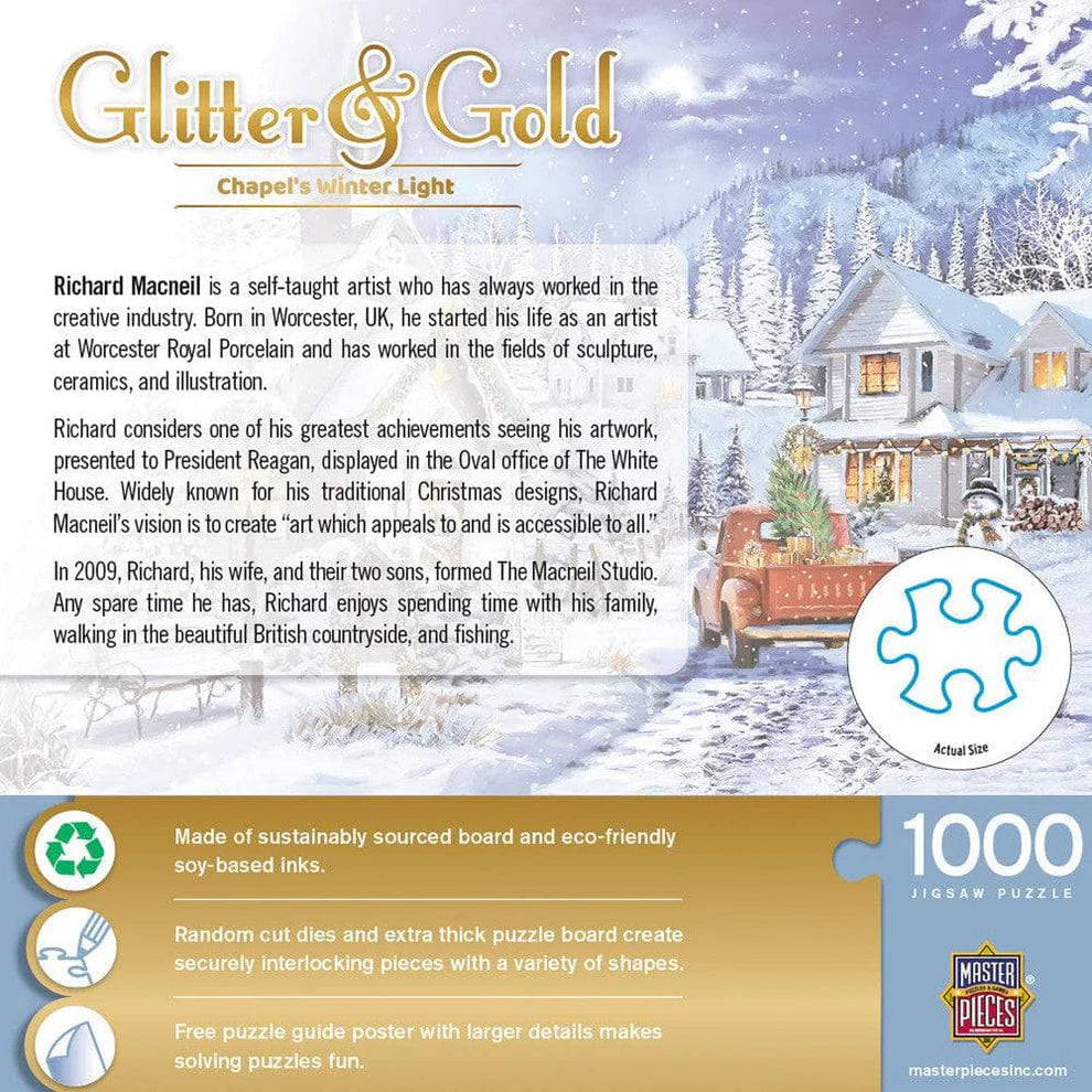 Chapel's Winter Light Glitter & Gold 1000 Piece Puzzle