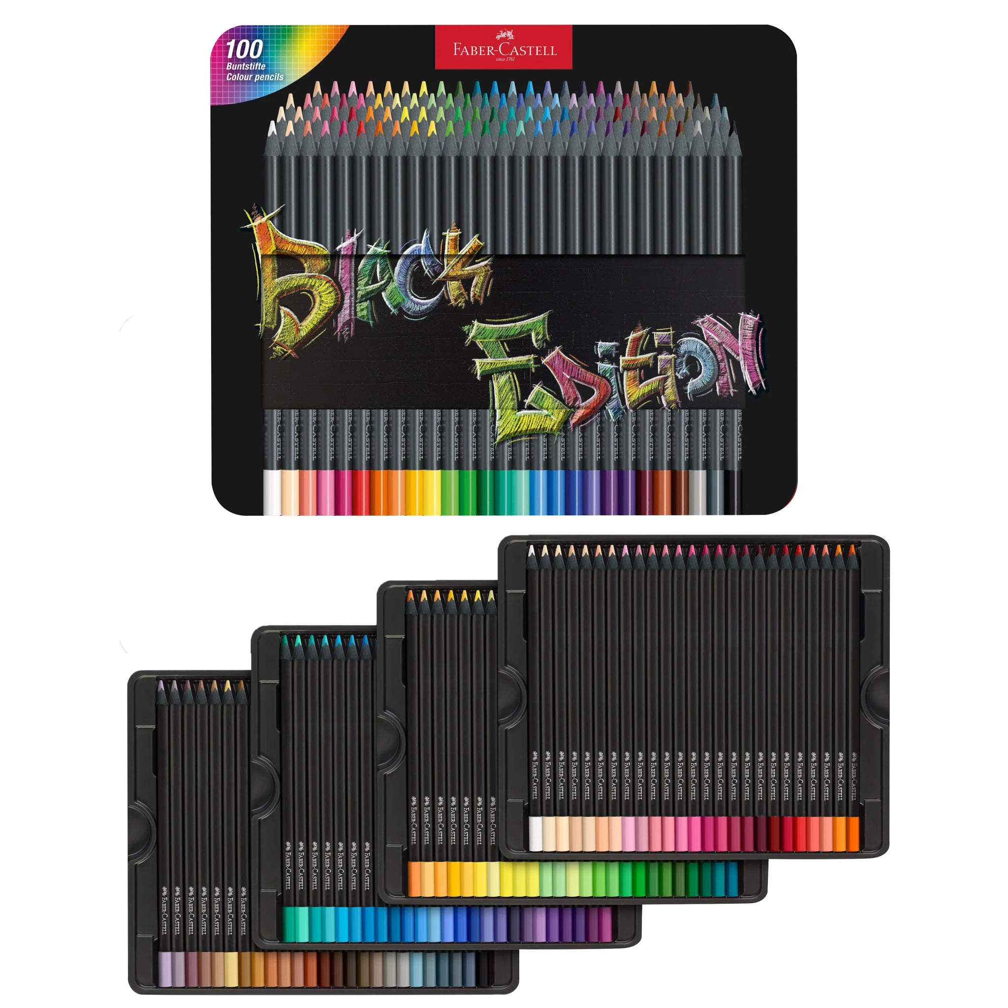 Faber-Castell Black Edition 100 Colored Pencils in a Gift Tin