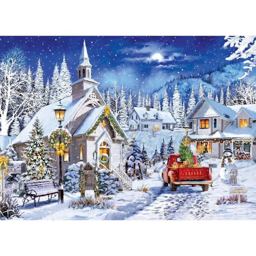 Chapel's Winter Light Glitter & Gold 1000 Piece Puzzle