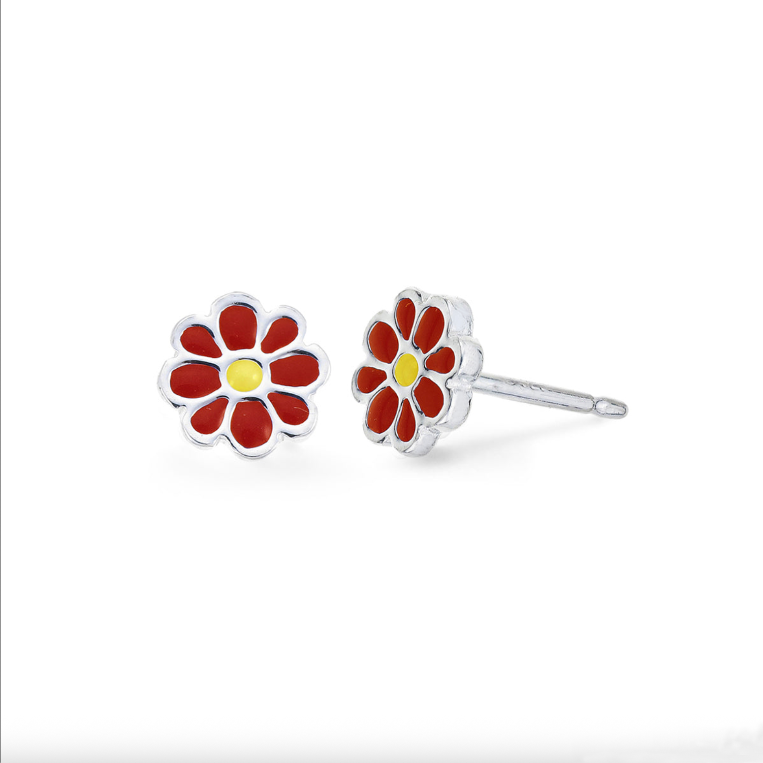 Boma Flower Enamel Studs - Yellow and Red