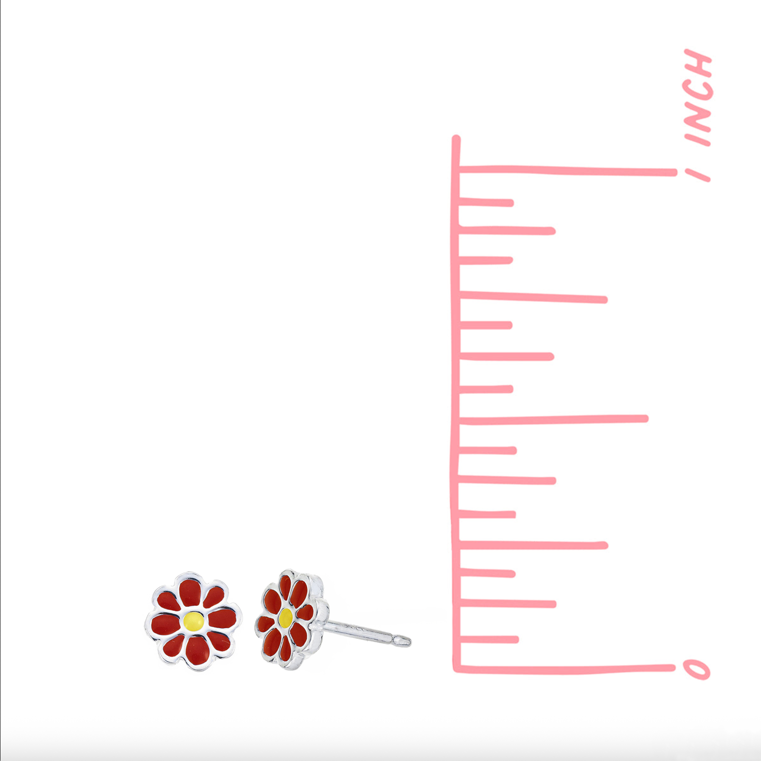 Boma Flower Enamel Studs - Yellow and Red