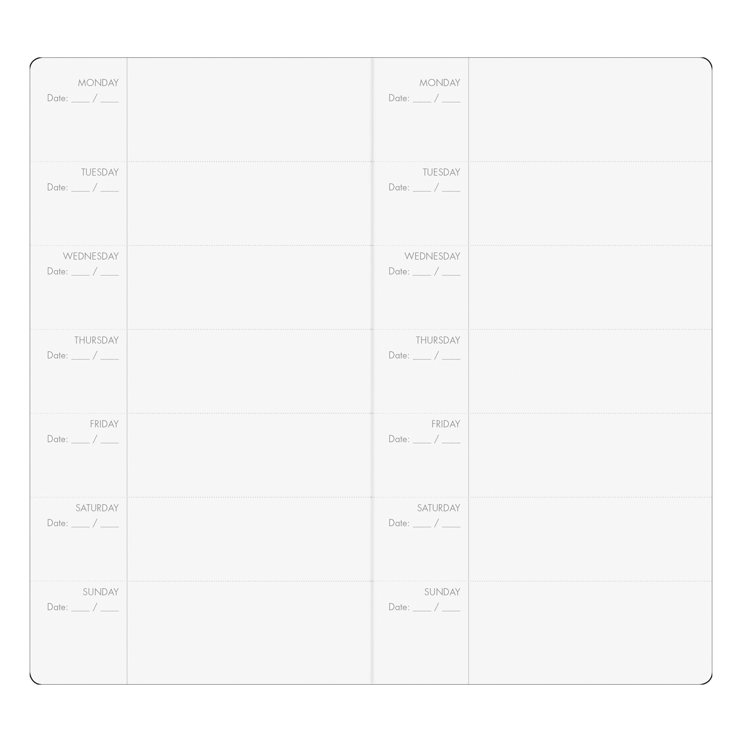 PTR Voyager Notebook Undated Calendar Refill