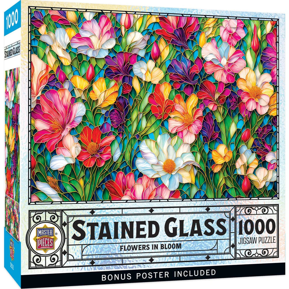 Stained Glass Flowers In Bloom 1000 Piece Puzzle
