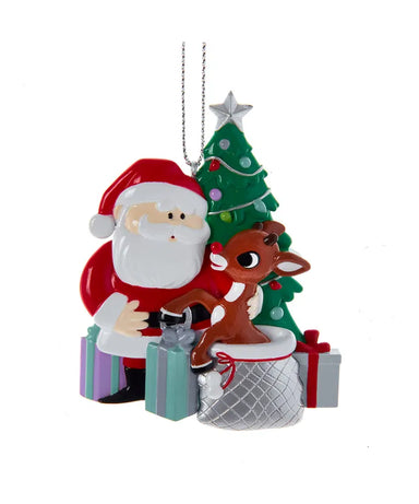 Rudolph The Red Nose Reindeer® with Santa and Tree Ornament