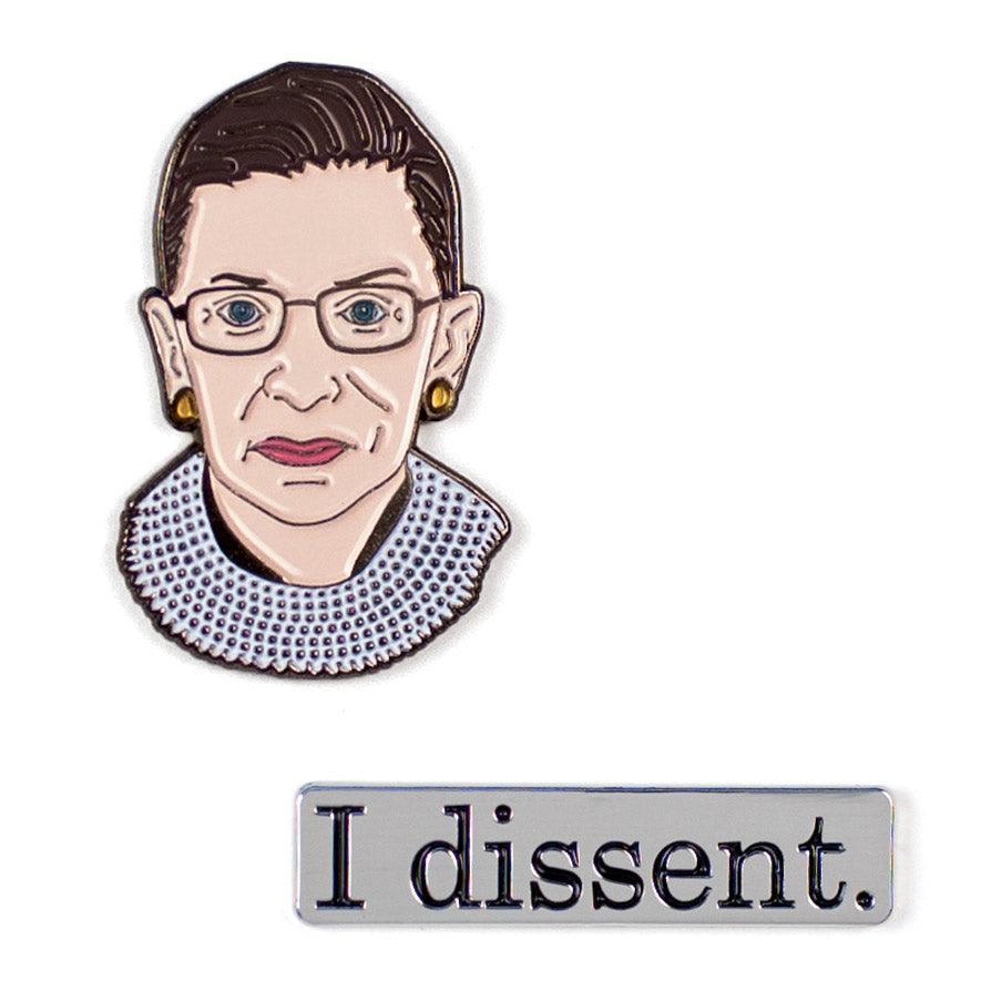 UPG Ruth Bader Ginsburg & "I Dissent" Enamel Pin Set