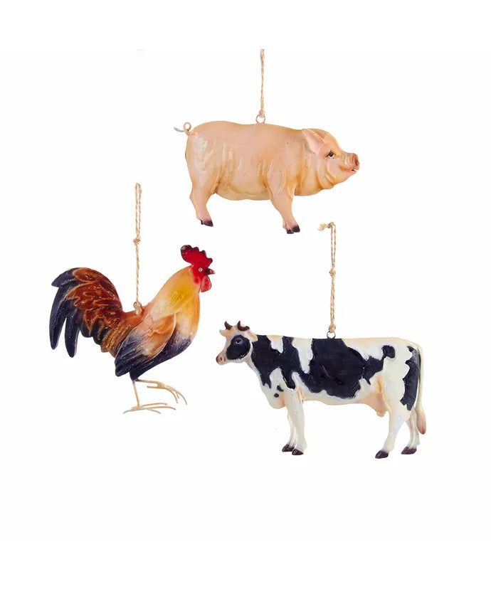 Tin Farm Animals Ornament - Single, Various Options