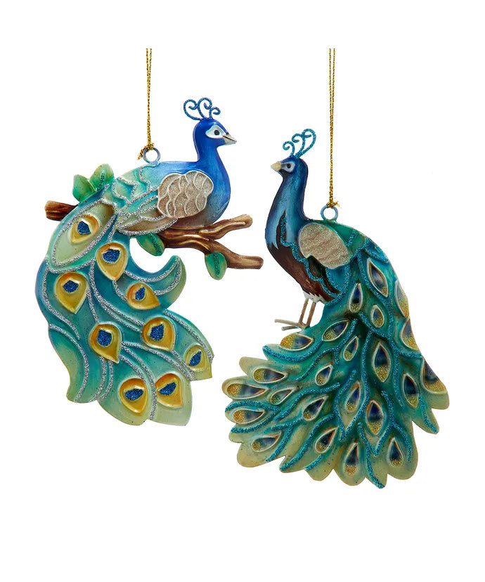 Tin Peacock Ornament - (Single) Various Options