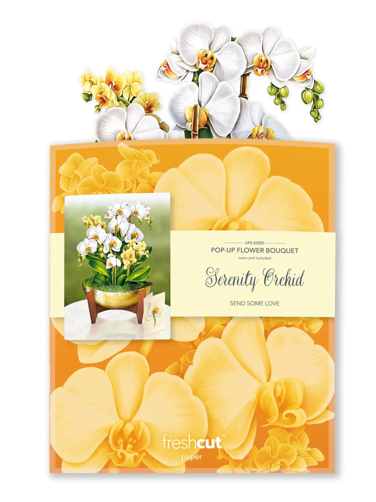 Serenity Orchid Pop Up Flower Bouquet Greeting Card    