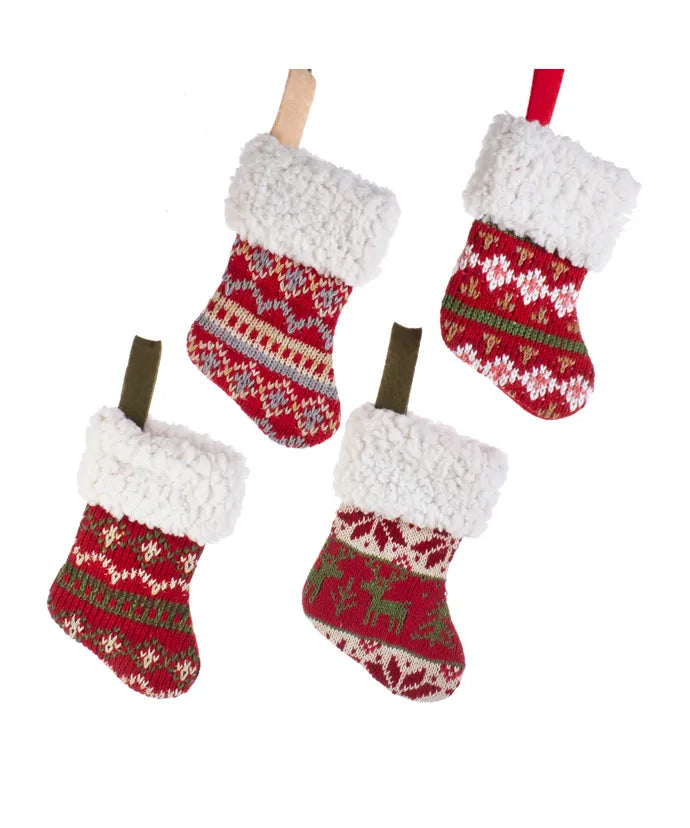Miniature Traditional Pattern Stocking Ornament - (Single) Various Options