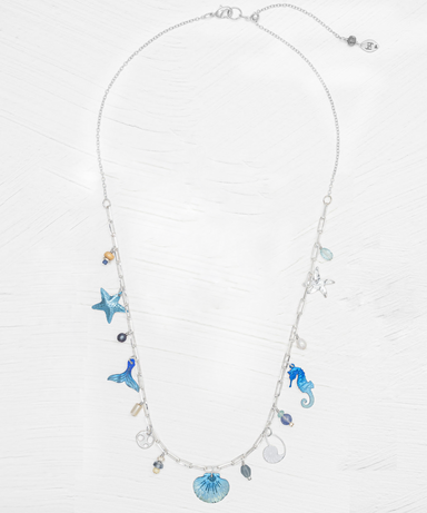 Holly Yashi Sea Treasure Charm Necklace - Shore Blue and Silver