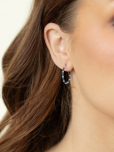 HOLLY YASHI Sierra Hoop Earrings - Blue and Silver
