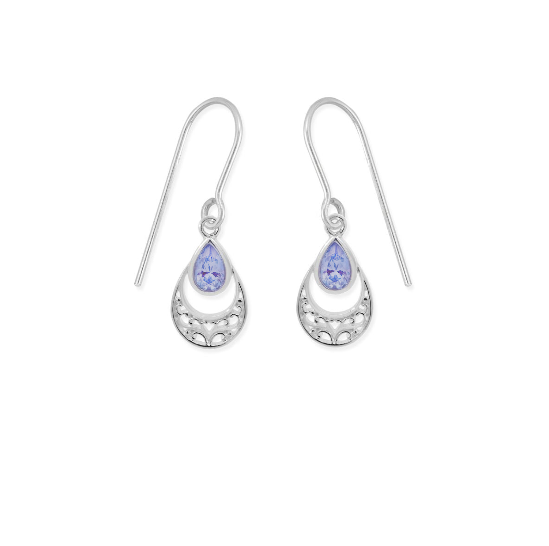 Boma Ornamental Gemstone Dangle Earrings with Light Amethyst